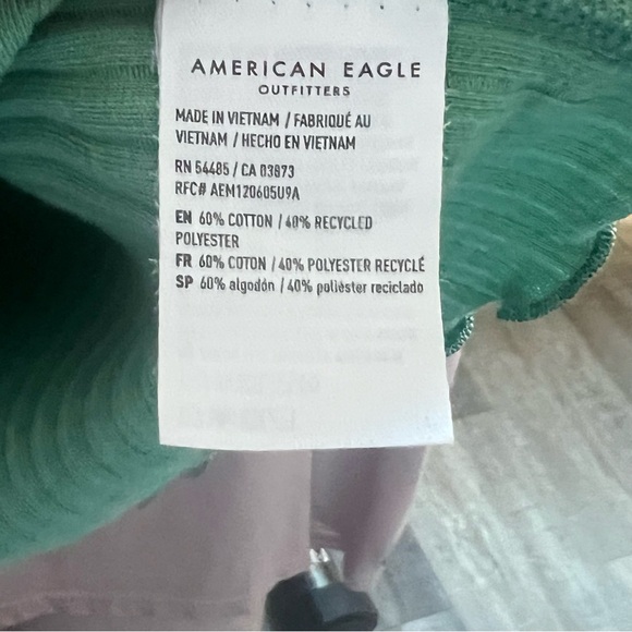 💥American Eagle Ribbed Cropped T-Shirt Ruffle‎ Trim💥 - Picture 5 of 5